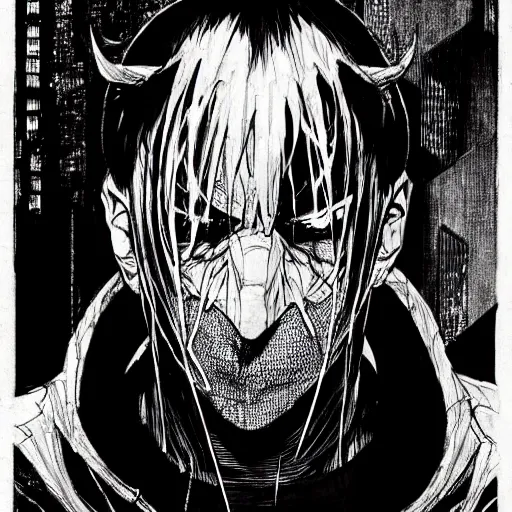 Image similar to Mr Rodgers looking sinister, by Tsutomu Nihei, highly detailed