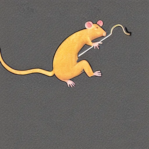 Prompt: a low resolution rat diagonally spinning on a plain background