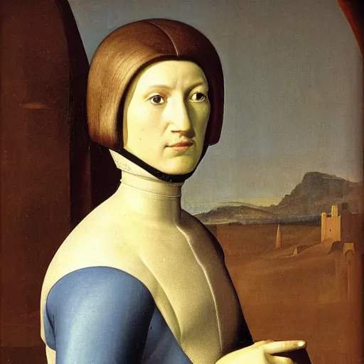 Image similar to a portrait of a female android by fra bartolommeo