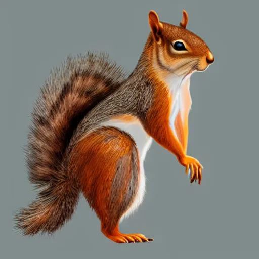 Image similar to a cute squirrel standing on four legs in profile, drawn in concept art style