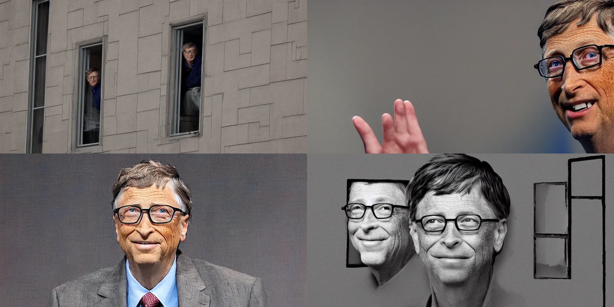 Prompt: bill gates trapped inside of windows