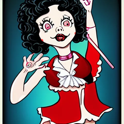 Prompt: dr. Frank n furter as Betty boop