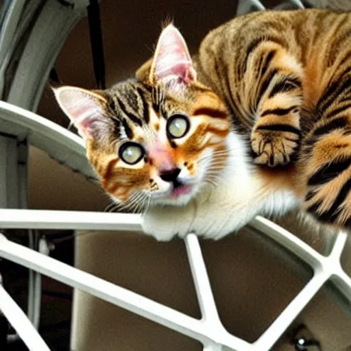 Image similar to !!! cat!!!, ferris wheel, feline, sitting, riding, funny, award winning photo, realistic,