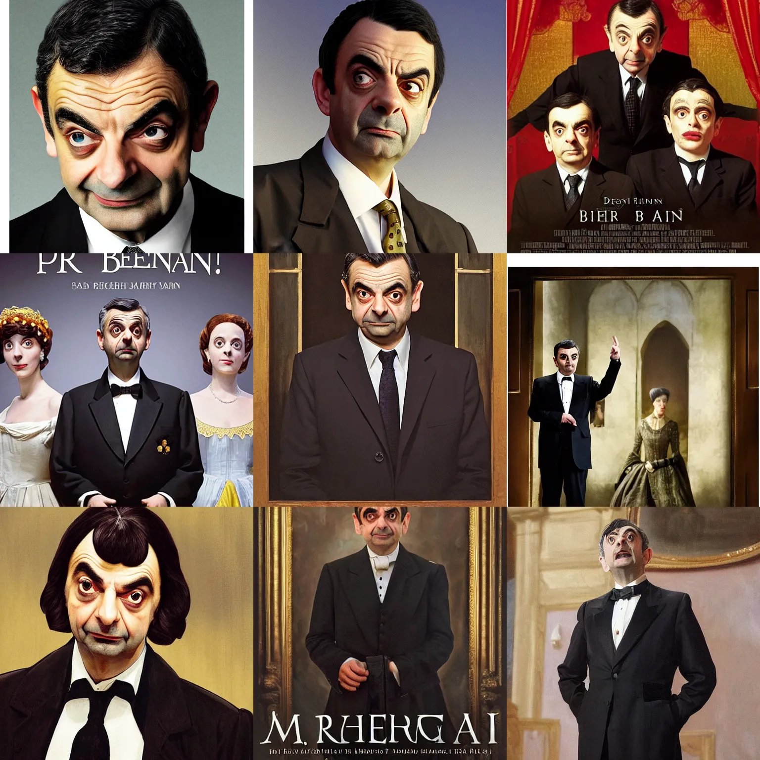 Prompt: mr bean ( rowan atkinson ) plays ( ( ( machbeth ) ) ) on a stage, dramatic, ( ( richard iii ) ), sharp focus, photorealistic, ( ( theatrical ) ), dramatic, directed by denis villeneuve, 2 0 2 2 movie poster painted by john singer sargent