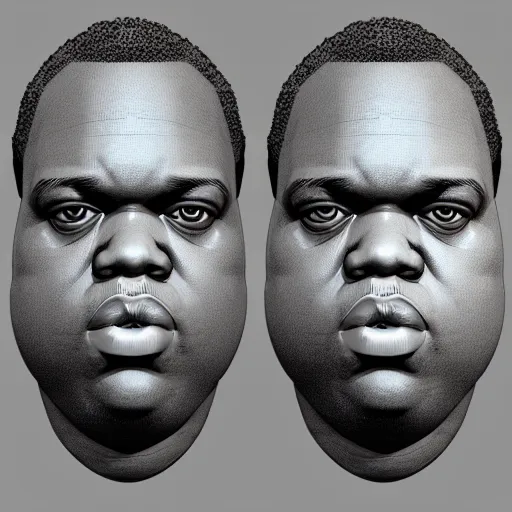 Image similar to notorious big head 3 d model, zbrush, wireframe, retopology, artstation, digital human