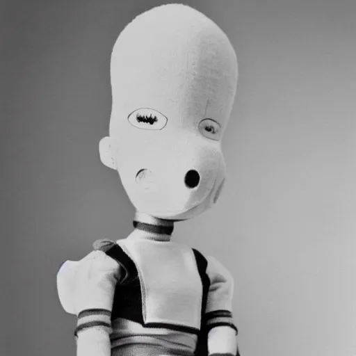 Prompt: a tall and lanky anthropomorphic humanoid figure made up of various baby dolls. the figure has its head slightly tilted to the side staring at the camera. black and white photo. surrealism.