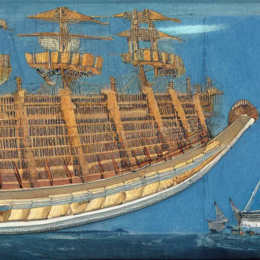 Prompt: cutaway diagram of an ancient Roman ship, highly detailed