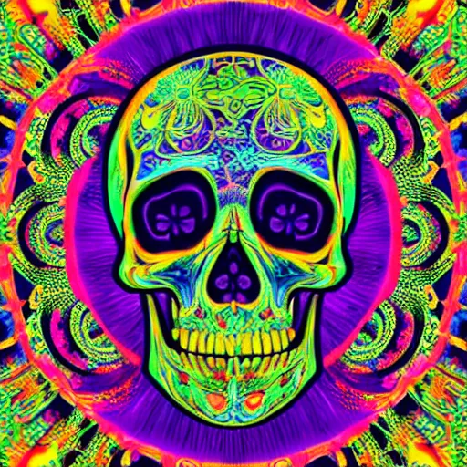 Image similar to psychedelic skull beautiful artwork for logo,
