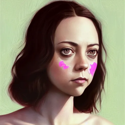 Prompt: pink petals with a a wonderful aubrey plaza and christina ricci mixed with mona lisa, intricate, elegant, highly detailed, wonderful eyes, sweet, digital painting, artstation, concept art, smooth, sharp focus, illustration, art by artgerm and greg rutkowski and concept art, rectilinear vaporwave