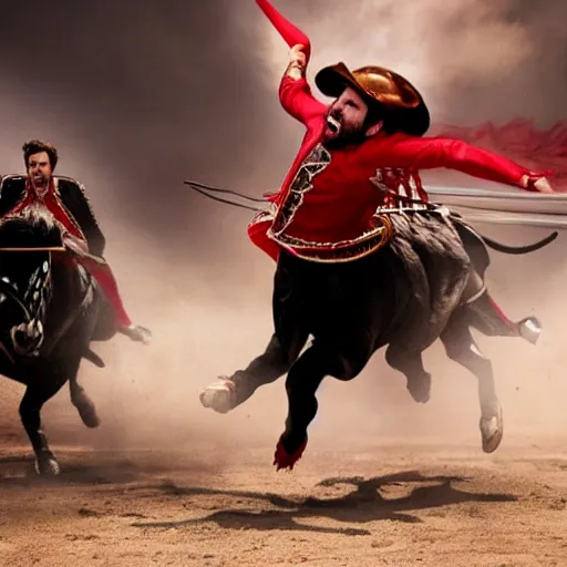 Image similar to charlie day as a matador, hyper detailed, action shot, 8 k