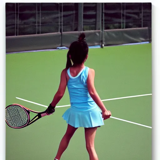 Prompt: A girl playing tennis, BREAK BACK style, by KASA