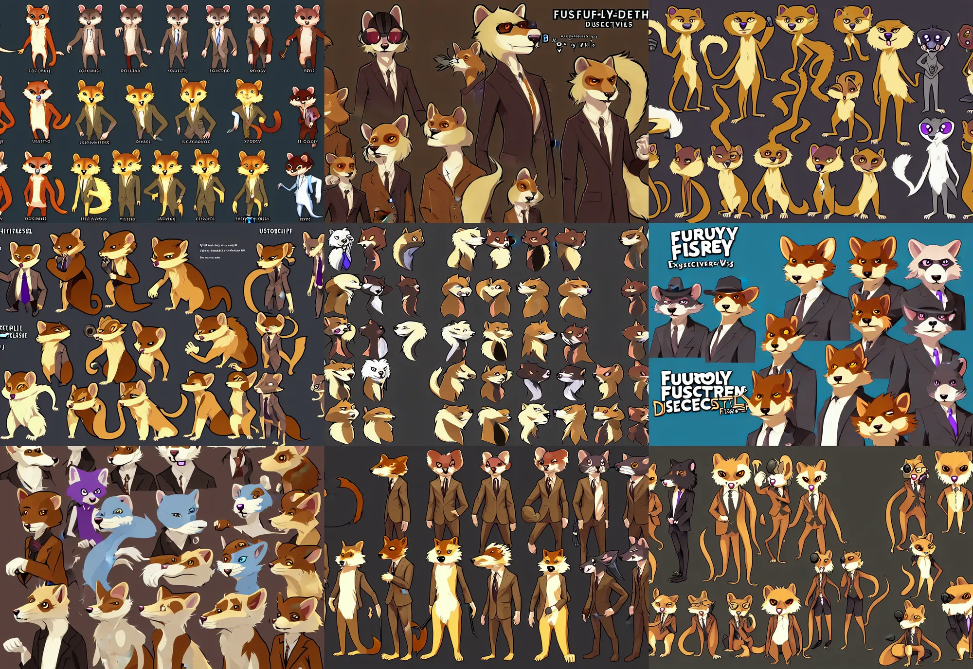 Prompt: furry - weasel - detective - fursona uhd ue 5 visual novel pc game expressions