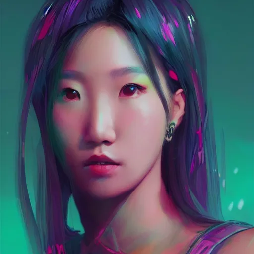 Image similar to “ a portrait of lee chae dam from blackpink, rainy background, pink bright art masterpiece artstation. 8 k, sharp high quality artwork in style of jose daniel cabrera pena and greg rutkowski, concept art by tooth wu, hearthstone card game artwork. ”