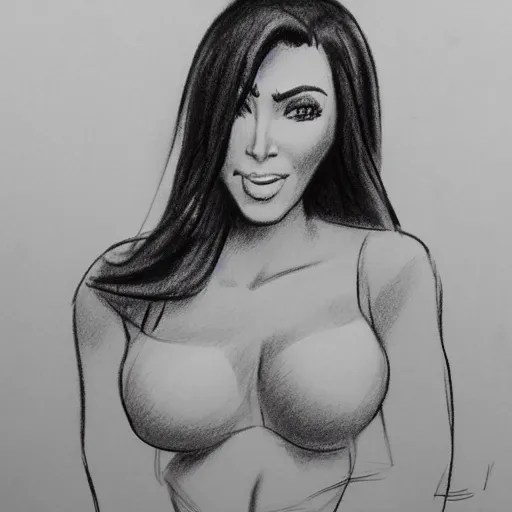 Image similar to milt kahl pencil sketch of kim kardashian