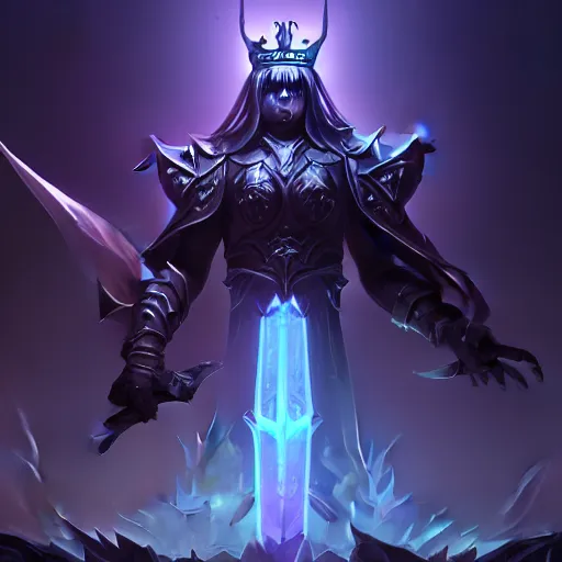 Image similar to The blade of the ruined king, digital illustration, futuristic statues, glow in the dark, ethereal, the void, ominous background, very detailed, stylized, concept art, trending on artstation, high definition, by Riot Games, League of legends
