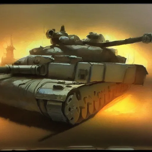 Prompt: tank made of paper, oil painting, artstation, dramatic lighting,, beautiful