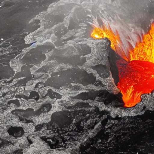 Image similar to a lava irruption in a fish bowl