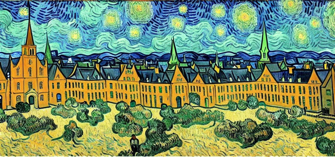 Image similar to princeton university, painting by van gogh