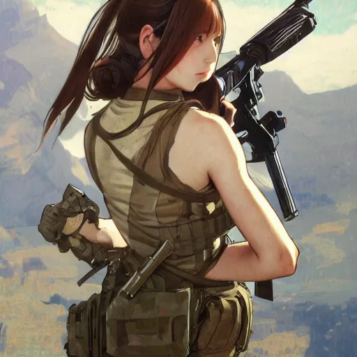Prompt: soldier girl, war action, anime style, long hair, hair down, symmetrical facial features, girls frontline cg, hyper realistic, pale skin, 4 k, rule of thirds, extreme detail, detailed drawing, trending artstation, hd, storyboard, d & d, by alphonse mucha, greg rutkowski, sharp focus, backlit