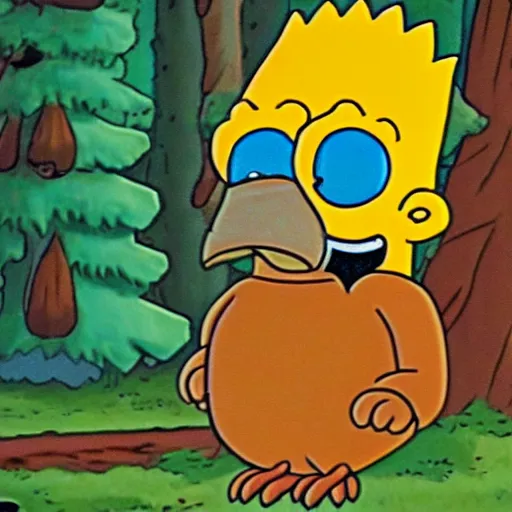 Prompt: woodsy the owl, seen in the simpsons