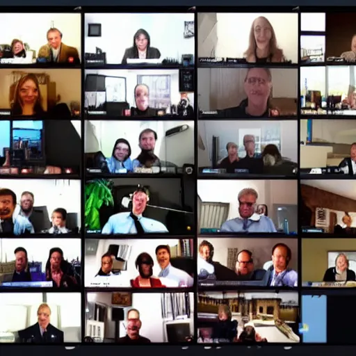 Image similar to zoom video conference, work meeting, medieval art