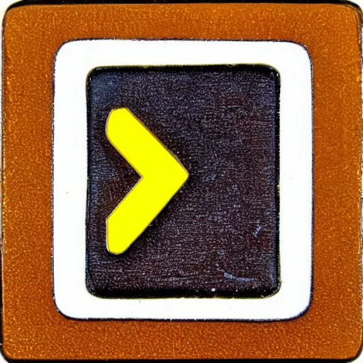 Image similar to a square enamel pin depicting a caution warning label, smooth curves