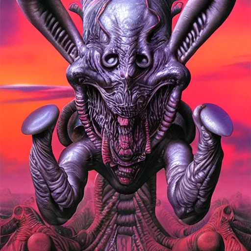 Image similar to NWOBHM metal album cover in the style of wayne barlowe and kenny scharf and mark arian, realistic, insanely detailed, soft, smooth, airbrush, play-doh, wet, slimy