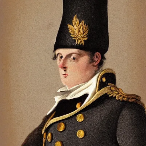 Image similar to a rabbit dressed as a napoleonic officer