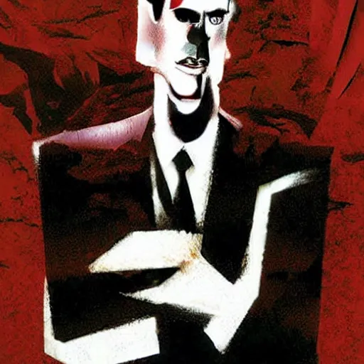 Image similar to dale cooper from twin peaks by dave mckean