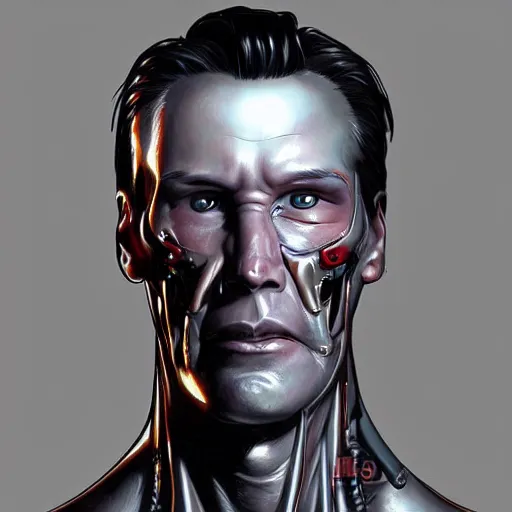 Prompt: an image of full body of T-800 from Terminator and Keanu Reeves combined by Artgerm, digital art, artstation
