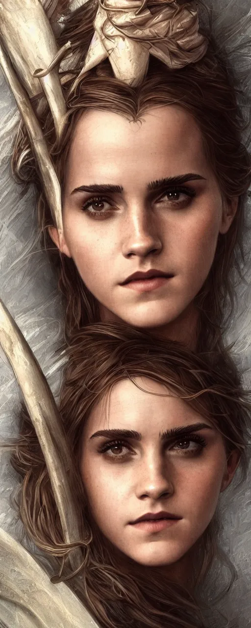 Image similar to photo photorealistic portrait closeup photograph of Emma Watson as Joan of Arc, long, hair, intricate, elegant, highly detailed, digital painting, artstation, concept art, sharp focus, illustration, art by and greg rutkowski and aleksi briclot and bouguereau detailed photograph intricate insanely detailed octane render, 8k artistic photography, photorealistic, Edward Steichen, Peter Lindbergh, Albert Watson