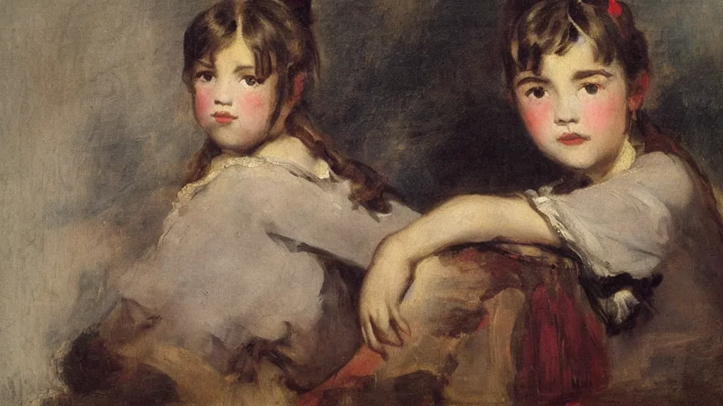 Prompt: A decent young girl portrait by Eugene Delacroix.