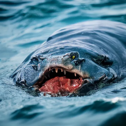 Prompt: high quality photo of sea monster deep within ocean , photography 4k, f1.8 anamorphic, bokeh, 4k, Canon,