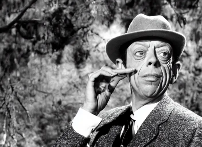 Image similar to film still of Don Knotts hiding from Andy Griffith new Matlock movie, 8k