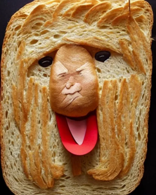 Prompt: donald trump made out of bread