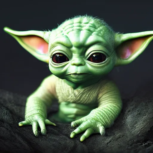 Prompt: full body pose, hyperrealistic photograph of baby yoda in a bikini, dim volumetric lighting, 8 k, octane beautifully detailed render, extremely hyper detailed, intricate, epic composition, cinematic lighting, masterpiece, trending on artstation, very very detailed, stunning, hdr, smooth, sharp focus, high resolution, award, winning photo, dslr, 5 0 mm