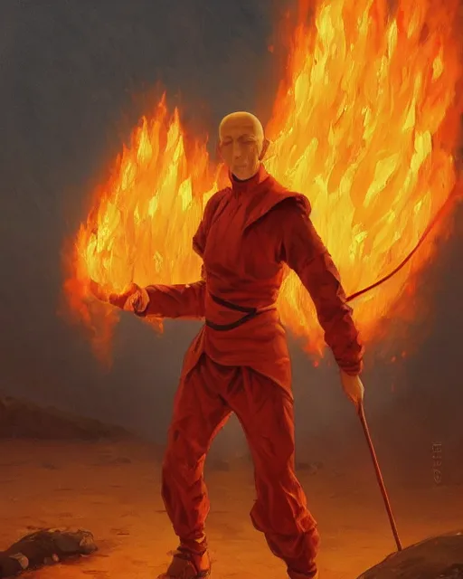 Prompt: [ [ [ [ [ [ squidward ] ] ] ] ] ] wearing fire nation clothing and practicing firebendingoutside at susnset, oil painting, highly detailed, intricate, hd, sharp focus, photorealistic, by moebius and greg rutkowski, trending on artstation, trending on cgsociety, realistic shading and lighting