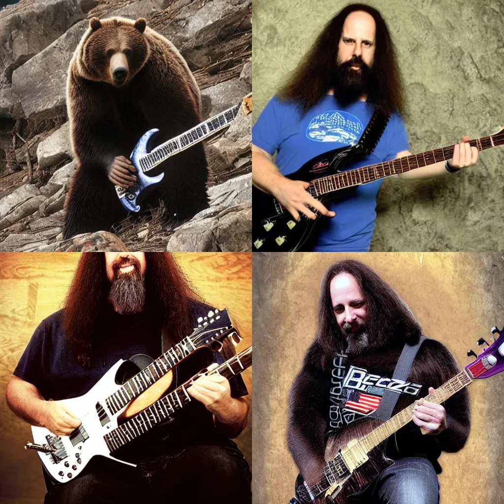 Prompt: John Petrucci as a Grizzly Bear