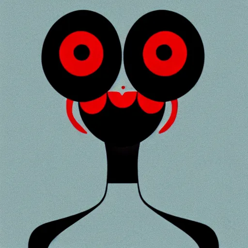 Image similar to A girl with huge red eyes, symmetrical