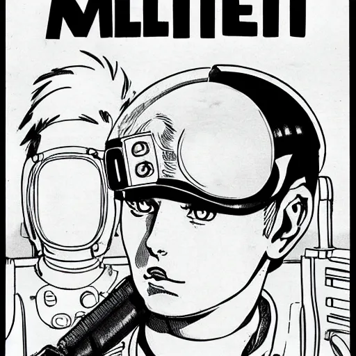 Image similar to manga, stoic heroic emotionless handsome butch blonde woman engineer in flight suit, victorian goggles, very short slicked - back hair, anxious and awkward, on the nostromo, alien 1 9 7 9, anime,