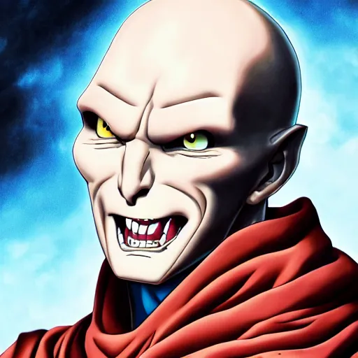 Image similar to portrait painting of voldemort, art by akira toriyama, 4 k, dragon ball artstyle, cel shaded, highly detailed, epic lighting