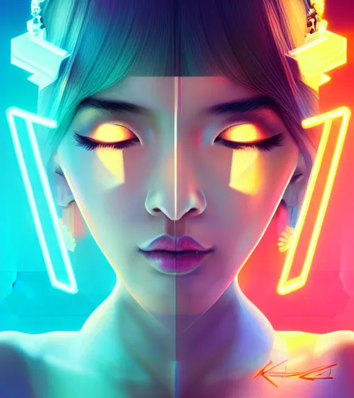 Prompt: symmetry!! asian princess girl of technology, solid cube of light, hard edges, product render retro - futuristic poster scifi, lasers and neon circuits, beautiful asian princess girl, intricate, elegant, highly detailed, digital painting, artstation, concept art, smooth, sharp focus, illustration, dreamlike, art by artgerm