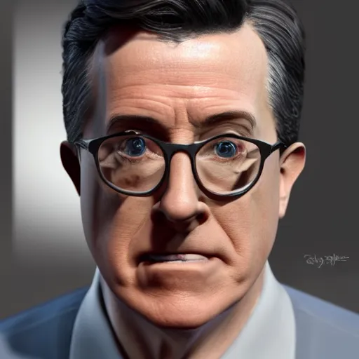 Image similar to stephen colbert face in a clear beer stein, concept art, 8 k, ultra realistic details