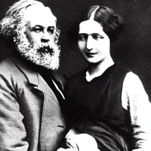 Prompt: Karl Marx and Ayn Rand holding baby, photo, 1920, hospital backround