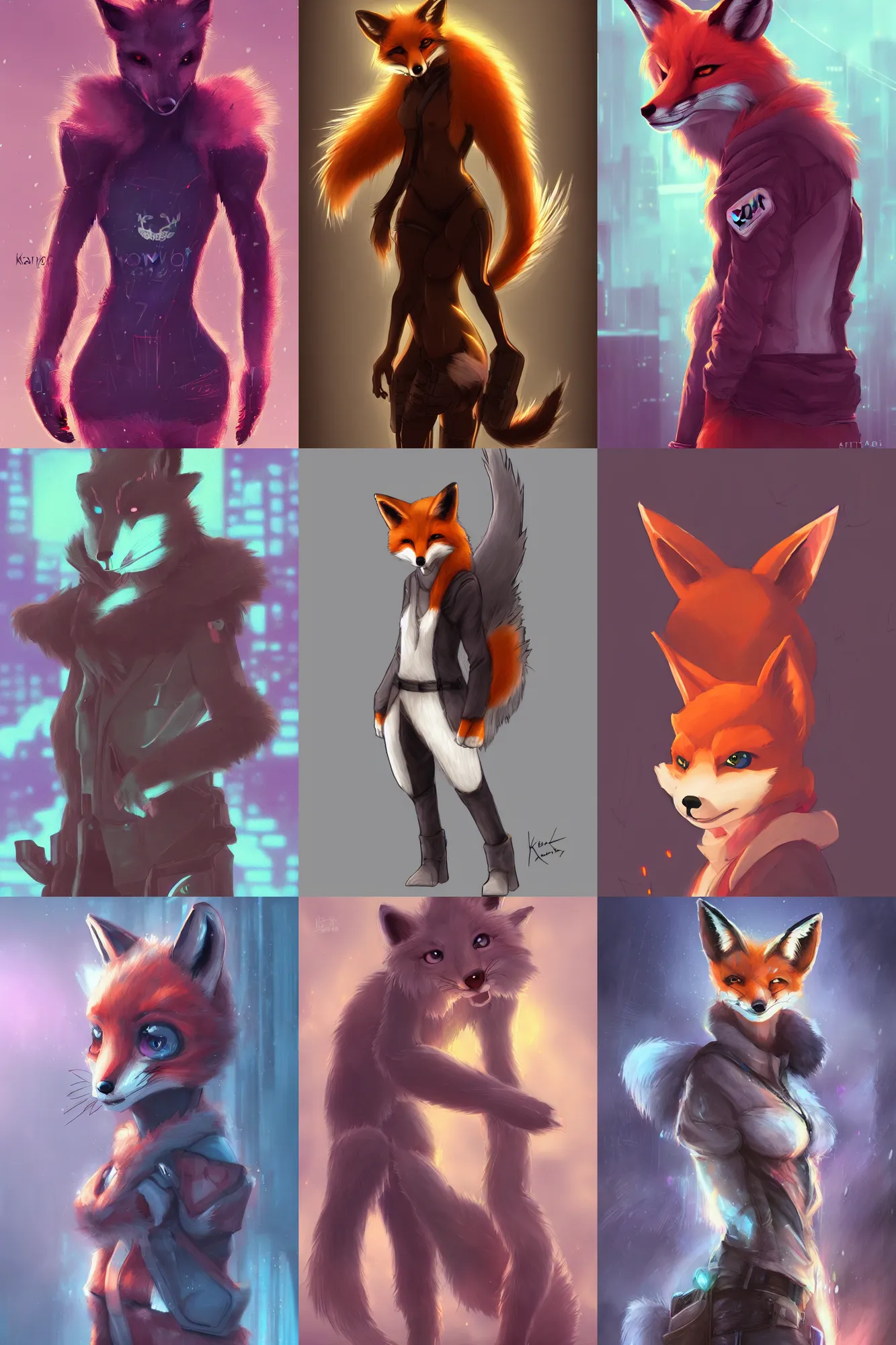 Prompt: a fox fursona, trending on artstation, by kawacy, furry art, digital art, cyberpunk, high quality, backlighting