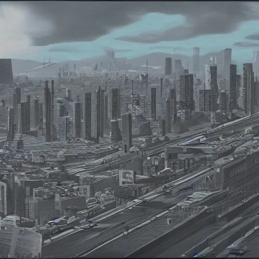 Prompt: 1 9 7 0's tokyo, matte painting, trending on artstation