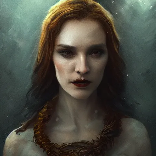 Image similar to Riveting high society regal female vampire portrait, atmospheric lighting, painted, intricate, volumetric lighting, beautiful, rich deep colors masterpiece, golden hour, sharp focus, ultra detailed, by Leesha Hannigan, Ross Tran, Thierry Doizon, Kai Carpenter,Ignacio Fernández Ríos