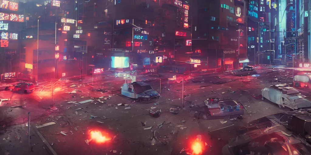 Prompt: 1991 Video Game Screenshot, Anime Neo-tokyo Cyborg bank robbers vs police, bags of money, Helipad, Rooftop, Police officer hit, Bullet Holes and Blood Splatter, Hostages, Smoke Grenade, Sniper Fire, Chaotic, Cyberpunk, Anime VFX, Machine Gun Fire, Violent, Action, FLCL, Shootout, Highly Detailed, 8k :4 by Katsuhiro Otomo + Studio Gainax + Arc System Works : 8