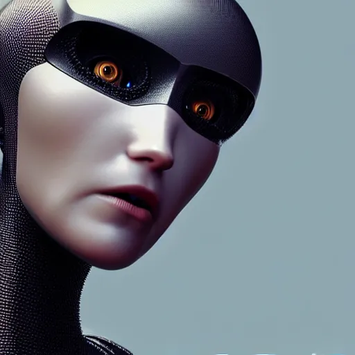 Image similar to headshot of humanoid robot from ex machina, by jean - baptiste monge, octane render, 4 k