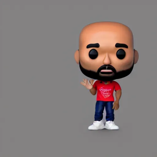 Image similar to full body 3 d render of joe budden as a full body funko pop!, studio lighting, grey background, single body, no shadow, blender, trending on artstation, 8 k, highly detailed